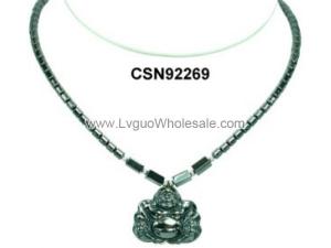 Hematite Buddha Pendant Beads Stone Chain Choker Fashion Women Necklace